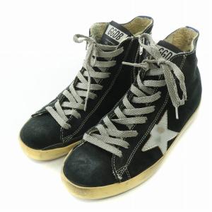 GOLDEN GOOSE DELUXE BRAND FRANCY ハイカットスニーカー シューズ スエード ロゴ ダメージ加工 24cm 黒 ブラック
