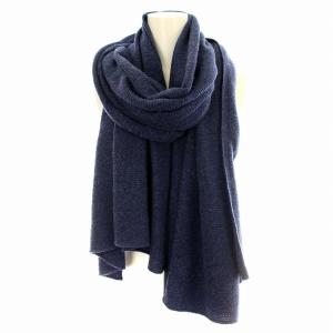 ストール カシミヤ100％ ニット 大判 ショール ネイビー 紺 /G