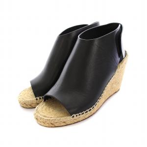 フィービー期 サンダル エスパドリーユ ウェッジソール レザー 35 黒 /YM D