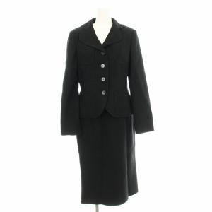 スーツ セットアップ 19041-03318 スカート ひざ丈 ウール ジャケット 158cm 黒 ブラック