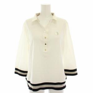 リネンツイル七分袖シャツ ブラウス 麻 リネン混 42 白 ホワイト 黒 ブラック VLR106126N