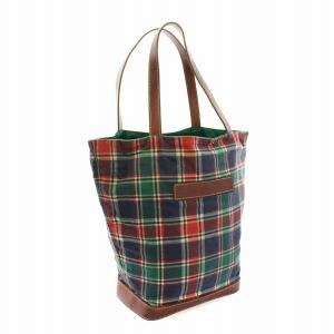 Felisi ハンドバッグ トートバッグ キャンバス レザー チェック柄 緑 グリーン 紺 ネイビー 0013 /YT