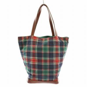 Felisi ハンドバッグ トートバッグ キャンバス レザー チェック柄 緑 グリーン 紺 ネイビー 0013 /YT