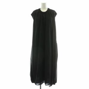 フレアワンピース マキシ ロング ノースリーブ ナイロン 38 黒 ブラック タグ付き /BB