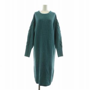 タグ付き 23AW 片畦袖柄編みニットワンピース ロング 長袖 F ブルー RA37-22C714 /NQ