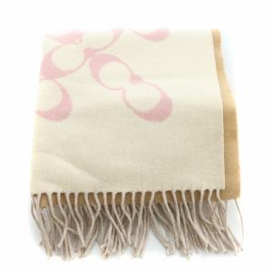 COACH マフラー シグネチャー フリンジ ロゴ ピンク ベージュ /BB