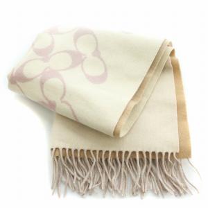 COACH マフラー シグネチャー フリンジ ロゴ ピンク ベージュ /BB