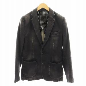 テーラードジャケット シングル デニム地 USED加工 IV 黒 ブラック MRB045 CTN001
