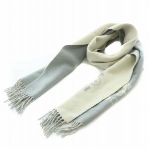 マフラー ロゴ フリンジ グレー /BB