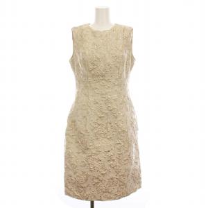 ノースリーブ ワンピース ロング ジャガード 総柄 38 ベージュ CWF0181036 /YM