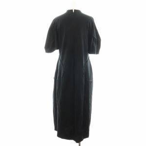 ENFOLD 23AW SOLID DRESS ワンピース ロング丈 半袖 コットン 36 黒 ブラック 300GA283-0870