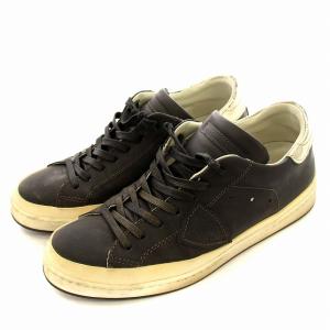 レザー スニーカー ローカット 41 26cm 黒 ブラック /G