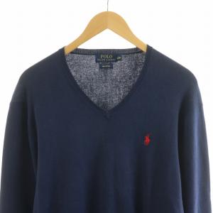 POLO RALPH LAUREN ニット セーター プルオーバー Vネック 長袖 L ネイビー 0200011603 /NQ