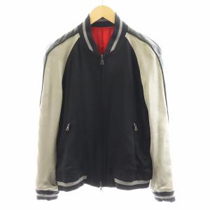 スカジャン 切替 サテン シルク 2 ブラック 1208-01