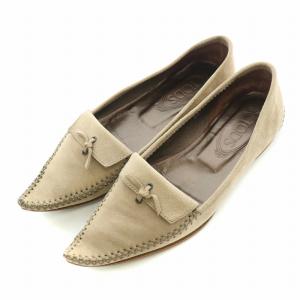 パンプス フラットシューズ ポインテッドトゥ スエード 37 ベージュ /BB