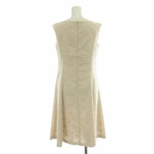 TOCCA REEF リーフドレス フレア ひざ丈 ノースリーブ クルーネック 花柄 刺繍 総柄 0 ベージュ OPTOBS0105