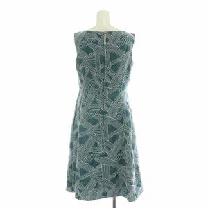 TOCCA HEART OF PALM フレアワンピース ひざ丈 ノースリーブ クルーネック 刺繍 総柄 2 青 ブルー