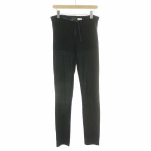 イージーパンツ ウエストゴム 羊革 レザー ウール 切替 ストレッチ 36 黒 ブラック /BB