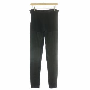 ANN DEMEULEMEESTER イージーパンツ ウエストゴム 羊革 レザー ウール 切替 ストレッチ 36 黒 ブラック /BB