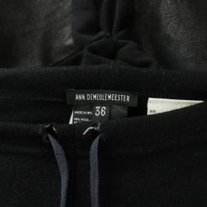 ANN DEMEULEMEESTER イージーパンツ ウエストゴム 羊革 レザー ウール 切替 ストレッチ 36 黒 ブラック /BB