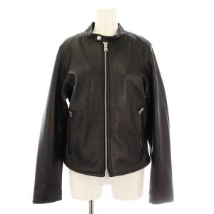 JS071473US ライダースジャケット シングル レザージャケット ラムレザー ジップアップ M 黒