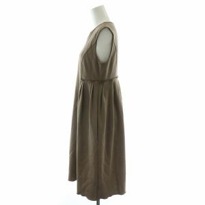 FOXEY NEW YORK ワンピース ひざ丈 ノースリーブ ストレッチ 40 茶 ブラウン