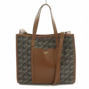 ブルーノトート 2WAY ハンドバッグ ショルダーバッグ PVC 牛革 レザー ロゴ 茶 ブラウン /BB