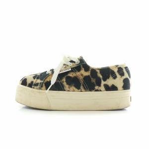 SUPERGA スニーカー 厚底 ヒョウ柄 レオパード EU38 ブラック ブラウン S00F020 /NQ