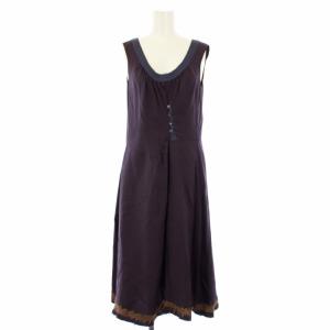 ワンピース シルク混 ノースリーブ ひざ丈 38 紫 GAABMA838MQ1TJ046 /TK