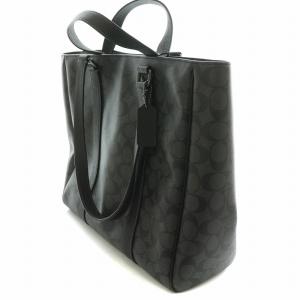 COACH ハドソンダブルハンドルトートシグネチャーキャンバス ハンドバッグ ブラック