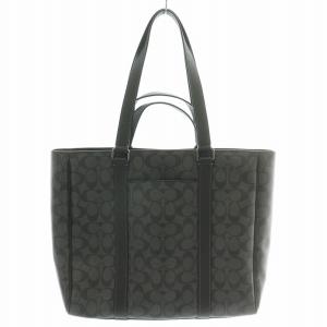 COACH ハドソンダブルハンドルトートシグネチャーキャンバス ハンドバッグ ブラック