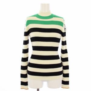 ゴルフウェア ハイネックプルオーバー ニット セーター 長袖 ボーダー 38 白 黒 緑 A218921