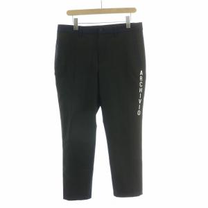 ゴルフウェア テーパードパンツ スラックス ジップフライ ストレッチ 裏起毛 ロゴ 切替 50 紺 ネイビー