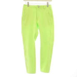 23SS 撥水スリムパンツ A257212 ジップフライ ロゴ ストレッチ ゴルフウェア 38 イエローグリーン