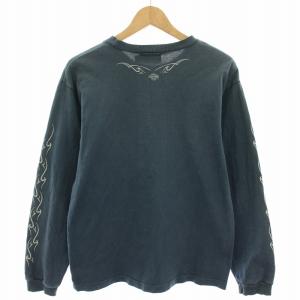 HARLEY DAVIDSON Tシャツ ロンT カットソー クルーネック 長袖 ロゴプリント M 青 ブルー 22157 /YT