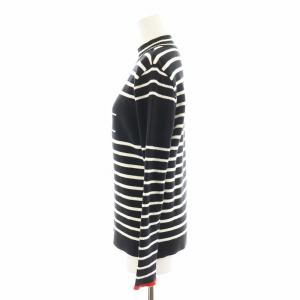 archivio ニット セーター 長袖 ボーダー柄 ロゴ ゴルフウェア 38 黒 ブラック 白 ホワイト A318028