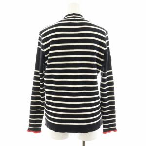 archivio ニット セーター 長袖 ボーダー柄 ロゴ ゴルフウェア 38 黒 ブラック 白 ホワイト A318028
