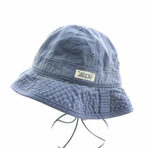 ヘリンボーンバケットハット バケハ ロゴ USED加工 58cm 紺 ネイビー /BB