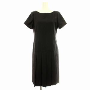 ワンピース 13-1305500 半袖 プリーツ ひざ丈 40 黒 ブラック /G