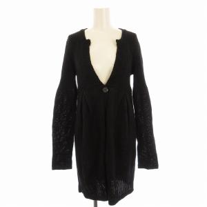 ロング カーディガン リネン混 長袖 2 黒 ブラック 017103723 /EE