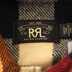 RRL ラルフローレン チェックウールフランネルシャツ S レッド オレンジ