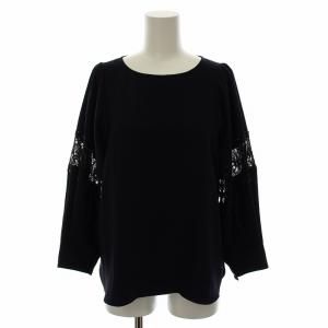 シャツ ブラウス 長袖 レース 38 紺 1020171328065380 /RE