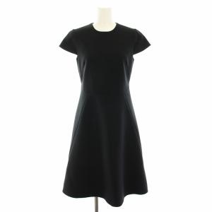 ワンピース ひざ丈 半袖 フレア 38 黒 ブラック YCD-317-338 /YT