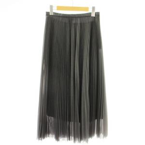 チュールスカート ロング プリーツ 36 グレー /MM