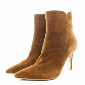 Gianvito Rossi LEVY85 ショートブーツ ポインテッドトゥ ヒール スエード 36.5 茶 ブラウン /AN14