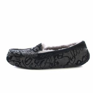 UGG australia アンスレー ANSLEY SPARKLE GRAFFITI ムートン ローファー モカシン USA7 24cm 黒 1108138
