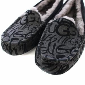 UGG australia アンスレー ANSLEY SPARKLE GRAFFITI ムートン ローファー モカシン USA7 24cm 黒 1108138