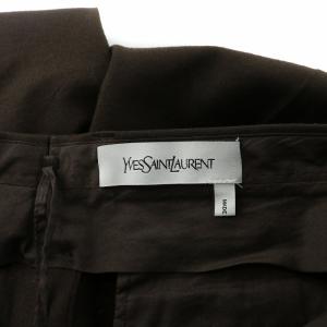 YVES SAINT LAURENT スラックスパンツ ストレート タック ジップフライ ウール F40 茶 ブラウン /BB