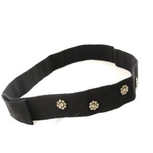 タグ付き ベルト ビジュー装飾 黒 16-50-60214 /MM