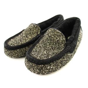 ANSLEY FANCY ローファー モカシン ツイード 24cm 黒 1009171 /MM